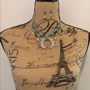 Boho Southwestern Turquoise Necklace and Earrings